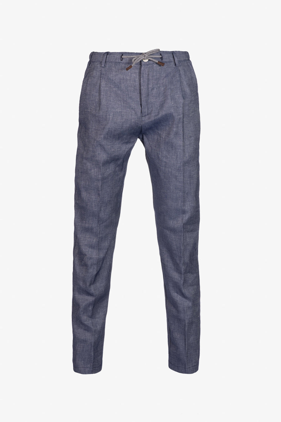 Pantaloni Amalfi con coulisse in cotone e lino denim