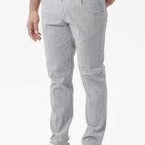 Pantaloni Amalfi in cotone gessato grigio chiaro