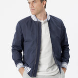 Bomber con dettagli elasticizzati in cotone techno blu
