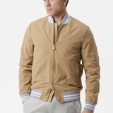 Bomber con dettagli elasticizzati in cotone techno cammello