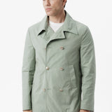 Caban doppiopetto in cotone techno verde