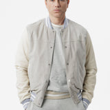 Bomber in camoscio e nappa grigio