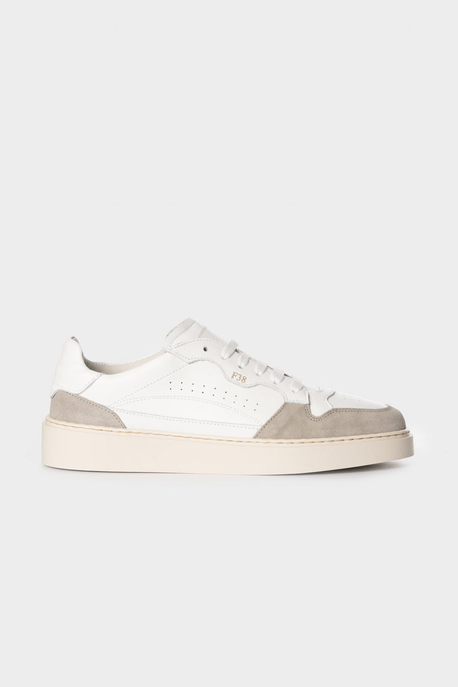 Sneakers F38 in vitello e camoscio bianco/sabbia