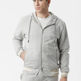 Felpa in cotone con cappuccio e zip grigio