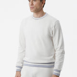 Felpa girocollo in cotone bianco con dettagli bicolore bianco