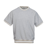 T-shirt felpa in cotone con elastico a contrasto grigio