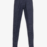Pantalone Milano in cotone pied de poule blu