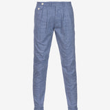 Pantalone Milano in cotone pied de poule azzurro