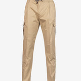 Pantalone cargo in cotone con coulisse beige