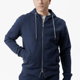 Felpa con cappuccio e zip blu