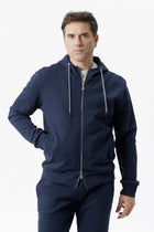 Felpa con cappuccio e zip blu