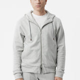 Felpa in cotone con cappuccio e zip grigio