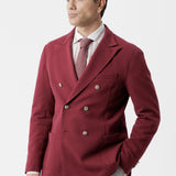 Giacca Siracusa doppiopetto in cotone stretch con taglio vivo e tasche applicate melanzana