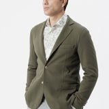 Giacca Taormina decostruita monopetto taglio vivo verde militare