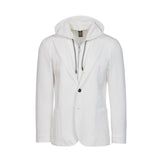 Giacca Trapani con cappuccio e zip in cotone panna