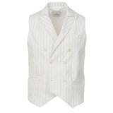 Gilet doppiopetto in cotone goffrato gessato bianco