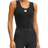 Top a costine con logo patch nero
