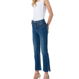 Jeans bootcut cropped in denim scuro