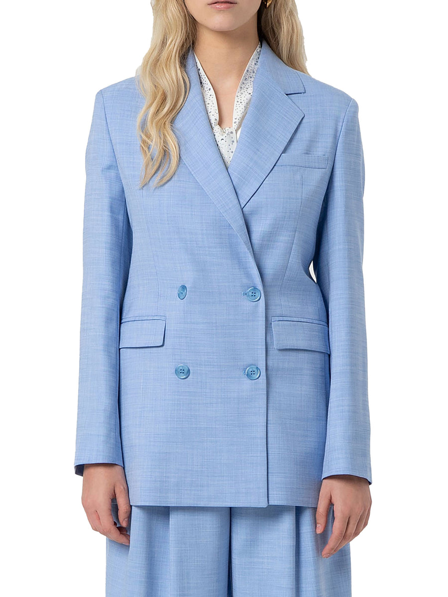 Blazer regular lungo doppiopetto celeste