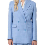 Blazer regular lungo doppiopetto celeste