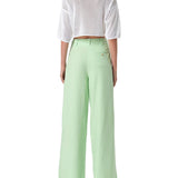 Pantalone chino palazzo con pences menta