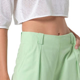 Pantalone chino palazzo con pences menta