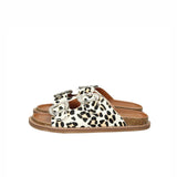 Ciabatta con fibbie gioiello leopardato/bianco
