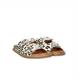 Ciabatta con fibbie gioiello leopardato/bianco