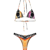 Bikini tringolo fantasia geometrica nero