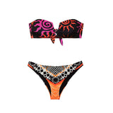 Bikini fascia V fantasia tribale nero