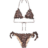 Bikini triangolo arricciato fantasia maculata