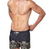 Short beach shorty fantasia palme dorate nero