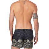 Short beach shorty fantasia palme dorate nero