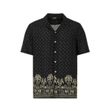 Camicia bowling fantasia palme dorate nero