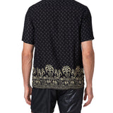 Camicia bowling fantasia palme dorate nero