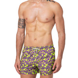 Short beach shorty fantasia palme lime verde/viola