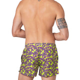 Short beach shorty fantasia palme lime verde/viola
