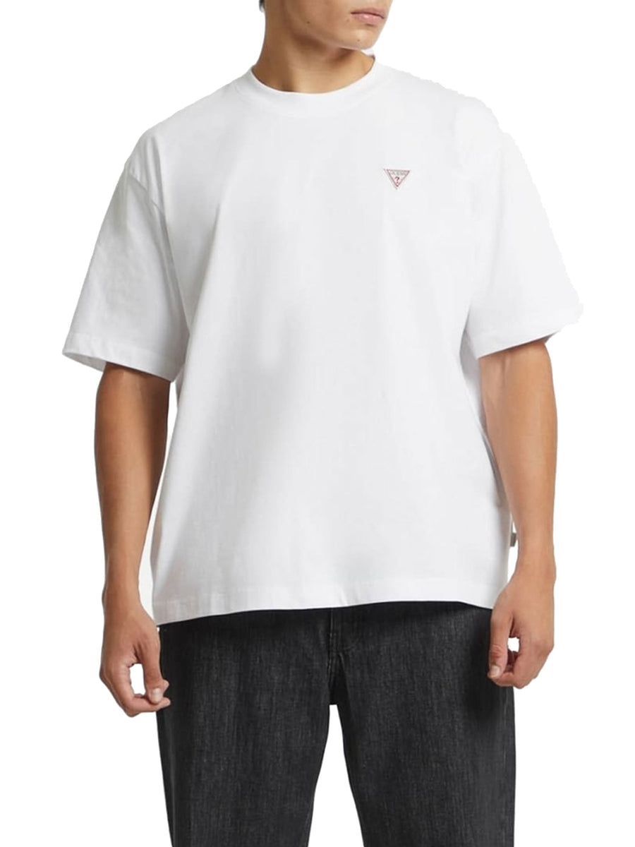 T-shirt maniche corte con mini triangolo bianco