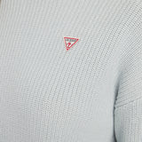 Maglia girocollo con logo mini triangolo celeste