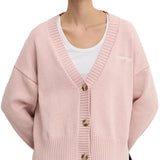 Cardigan varsity con logo ricamato sul petto rosa