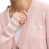 Cardigan varsity con logo ricamato sul petto rosa