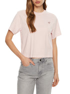 T-shirt manica corta mini logo triangolo rosa