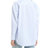 Camicia oversize a righe con tasca frontale celeste/bianco