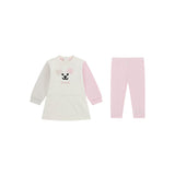 Completo 2 pz neonata felpa e leggings con ricamo orecchie crema
