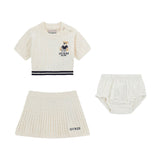 Completo 3 pezzi neonata (maglia, gonna e culotte) bianco