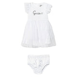 Completo 2 pz neonata abito cerimonia in tulle con panties bianco