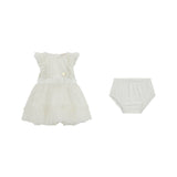 Compoleto 2 pz neonata abito cerimonia fantasia micropois e panties bianco/oro