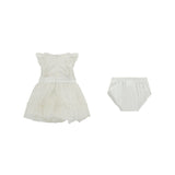 Compoleto 2 pz neonata abito cerimonia fantasia micropois e panties bianco/oro