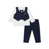 Completo 2 pz neonato cerimonia t-shirt con gilet e papillon e pantalone bianco