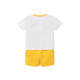 Compelto 2 pz neonato t-shirt logo victory fumetto e bermuda bianco/giallo